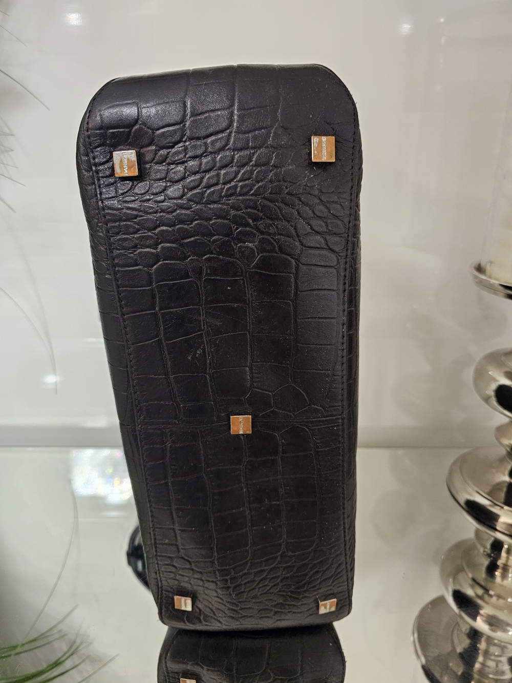 Danier Black Croc-Embossed Leather Briefcase - Picture 4 of 7
